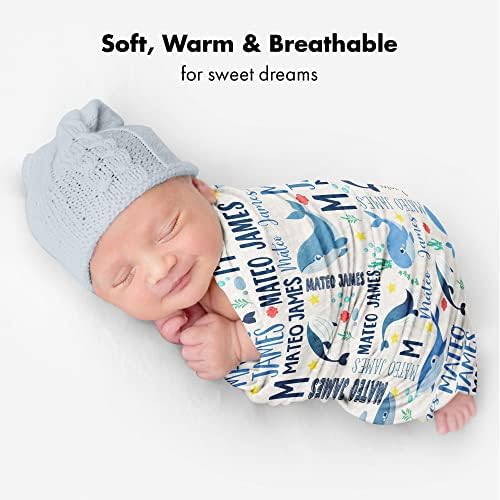 VibeCustom Ocean Whale Baby Blanket with Name