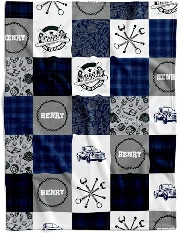 VibeCustom Personalized Mechanic Baby Blanket