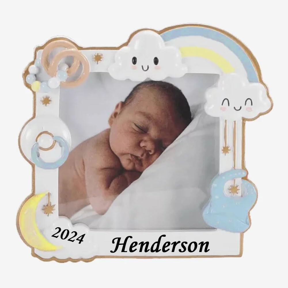 Baby Boy Christmas Ornament Personalized Keepsake Frame 1