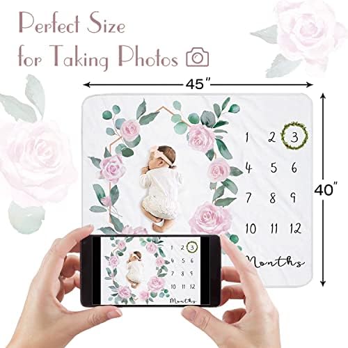 Yoothy Baby Milestone Blanket for Newborn Girl with Growth Chart