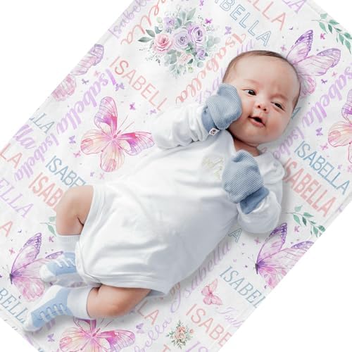 Personalized Baby Blanket with Name Soft Plush Fleece Custom Gift for Baby
