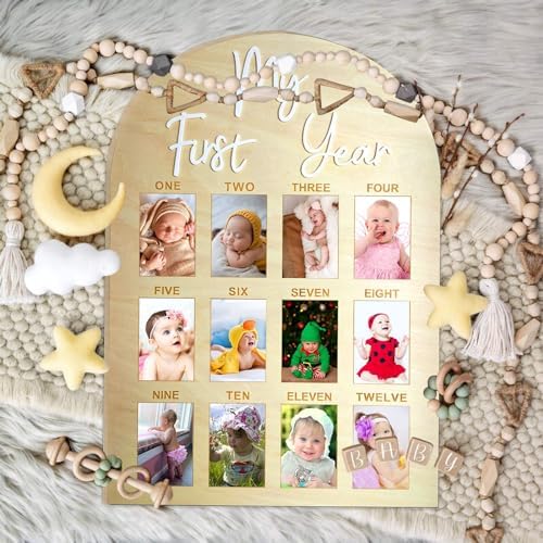 Hongpar One Year Birthday Wooden Photo Board