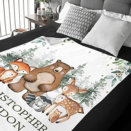 Personalized Baby Blanket with Name and Animals