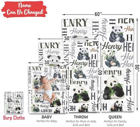 Personalized Panda Baby Blanket with Custom Name