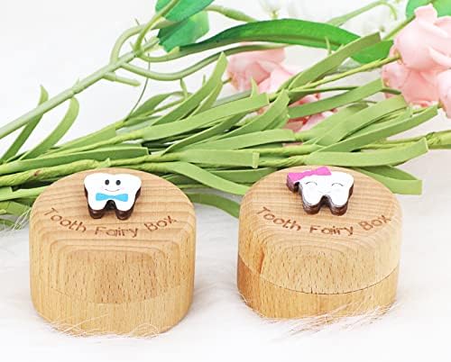 Tooth Fairy Box Wooden Cute 3D Tooth Box for Kids Blue
