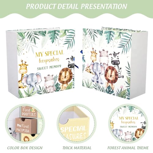 Beeveer Baby Keepsake Box with 9 Labeled Compartments 1
