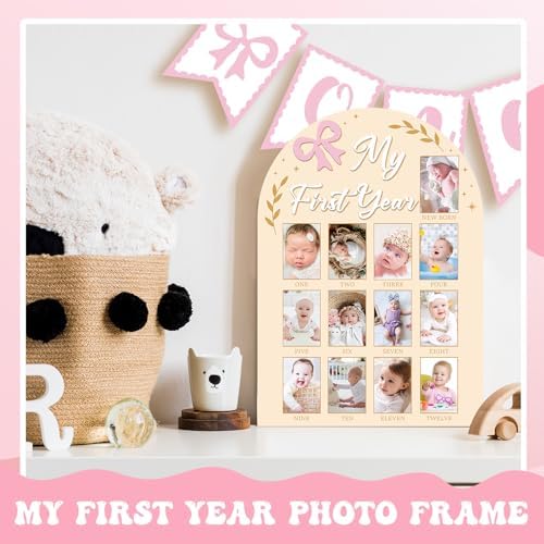 My First Year 3D Coquette Pink Bow Milestone Frame Board