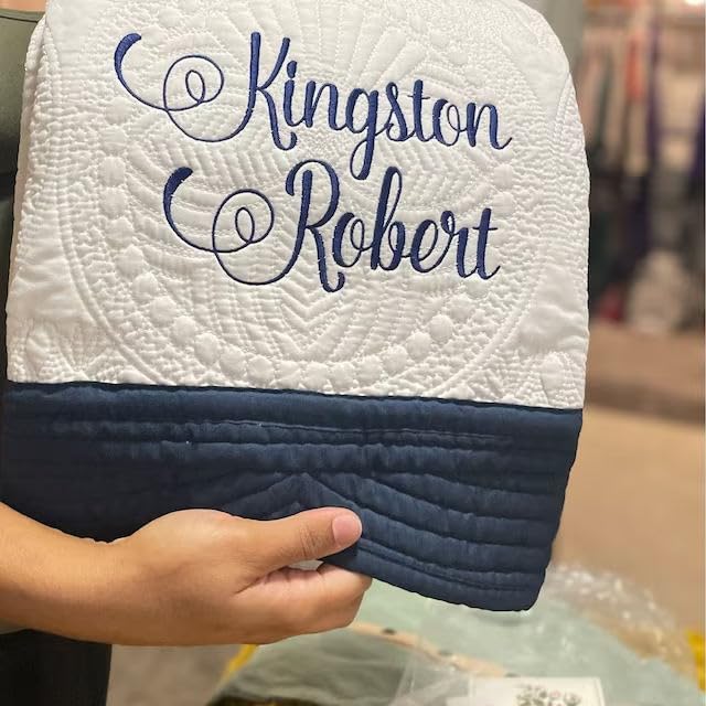 Personalized Baby Quilt Blanket with Monogram and Embroidered Name