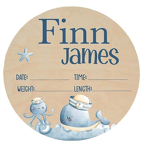 Personalized Nautical Ahoy Birth Stat Sign for Baby Boy