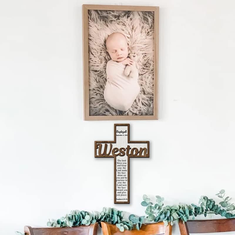 Personalized Baptism Cross Wooden Sign for Kids