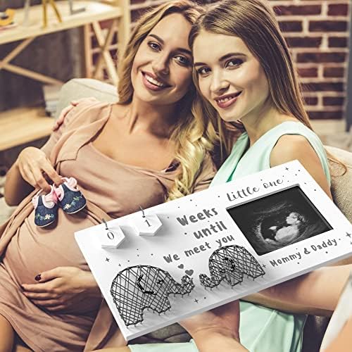 Baby Sonogram Frame with Countdown - Farmhouse Style Keepsake