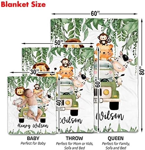 Personalized Safari Baby Blanket with Custom Name