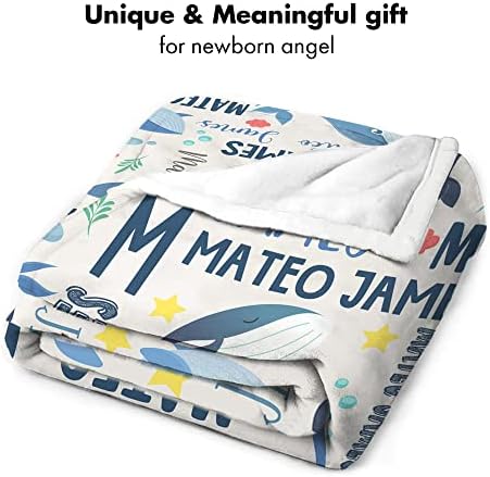 VibeCustom Ocean Whale Baby Blanket with Name