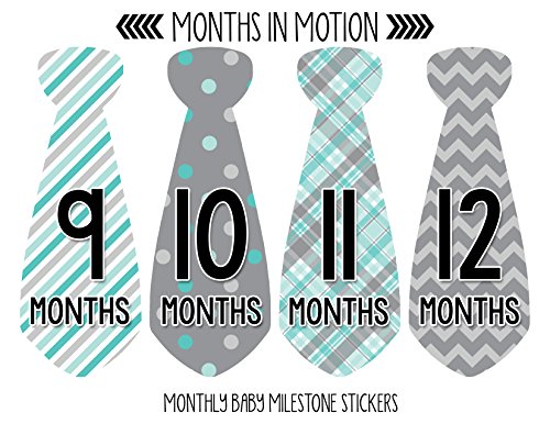 Monthly Baby Milestone Tie Stickers - 12 Pieces