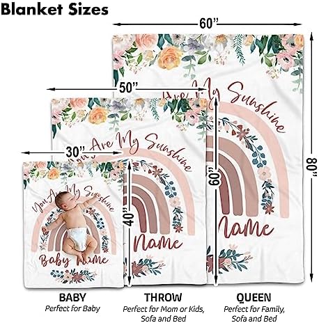 Personalized Rainbow Baby Blanket You Are My Sunshine 1