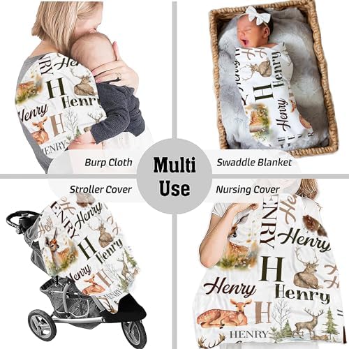 Personalized Deer Baby Blanket with Custom Name