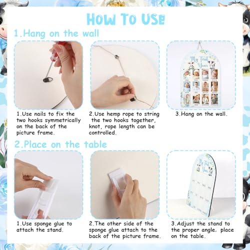 Cheerupp Cow Themed 1st Year Photo Frame Blue Baby Milestone Display