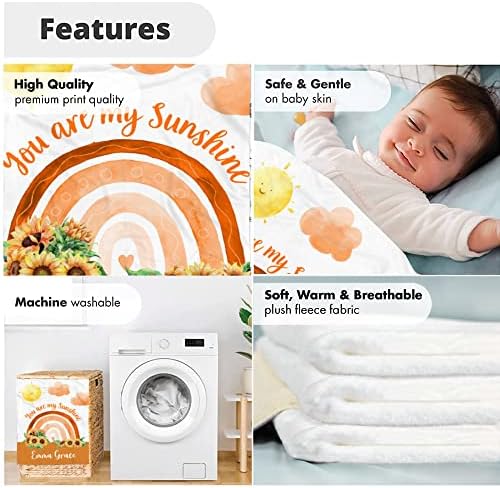 Personalized Sun and Clouds Baby Blanket - You are My Sunshine