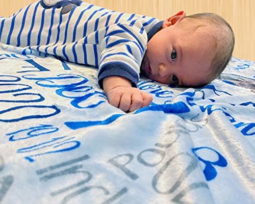 Personalized Baby Blanket for Boys with Name Birth Stats