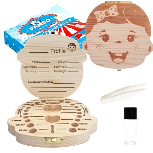 PAMBO Baby Tooth Box Keepsake for Girls 1