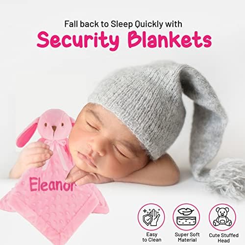 Personalized Baby Blanket Lovey with Custom Embroidered Name - Soft and Comfy Security Blanket