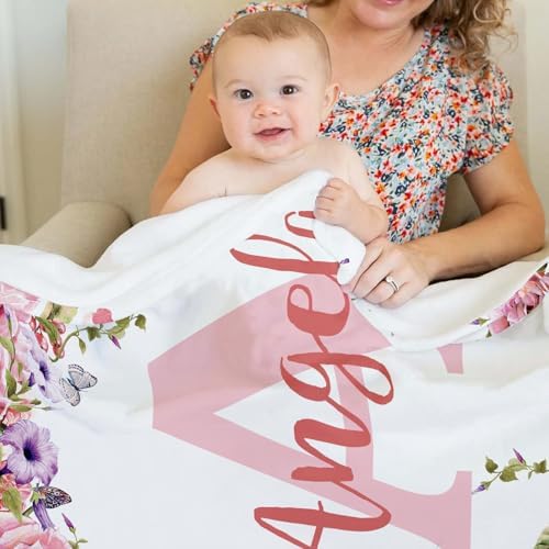 Personalized Baby Blanket with Name for Girls Custom Flannel 30X40