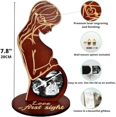 Hearts Sign Baby Ultrasound Photo Frame - Brown 1