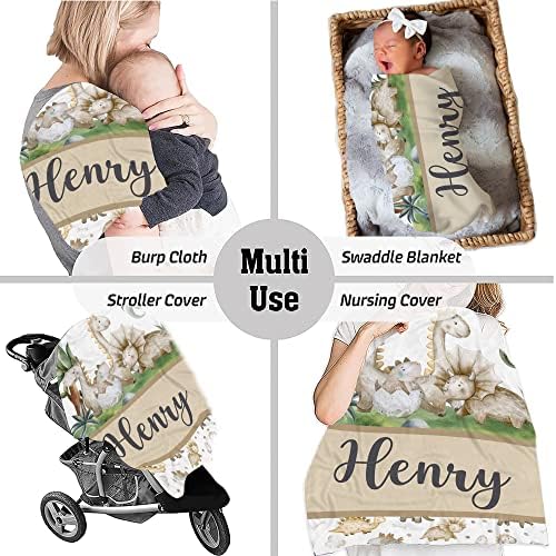 Personalized Dinosaur Baby Blanket with Name and Custom Design