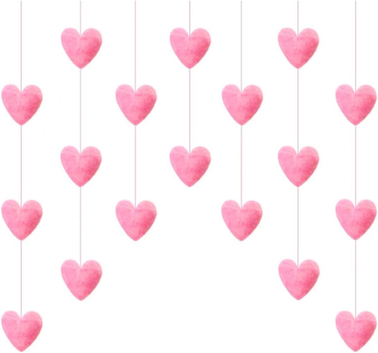 Fluffy Heart Door Hanging Decor Plush Curtain - Light Pink