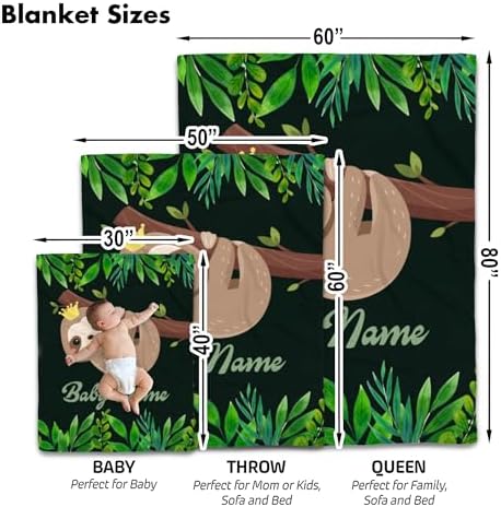 Personalized Sloth Baby Blanket with Custom Name