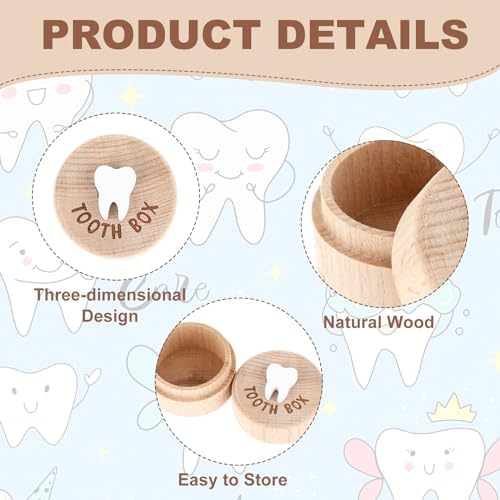 ZEYIYER 2PCS Tooth Fairy Wooden Holder Box