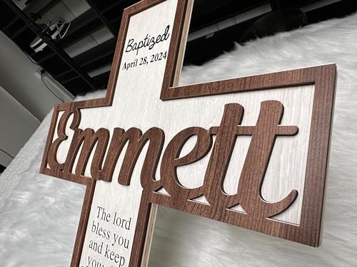 Personalized Baptism Cross Wooden Sign for Kids