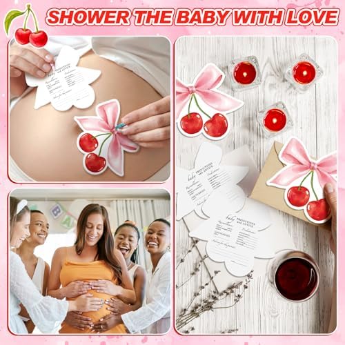 RattanView 50 Pcs Baby Shower Prediction Cards with Wooden Box