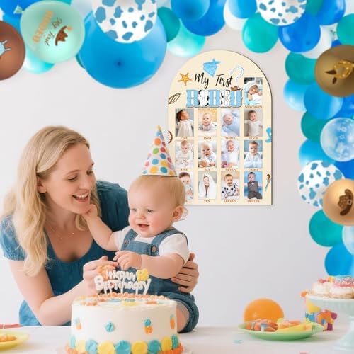 R HORSE Baby 1st Birthday 3D Cowboy Photo Board 12-Month Milestone Frame