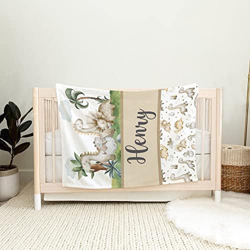 Personalized Dinosaur Baby Blanket with Name and Custom Design