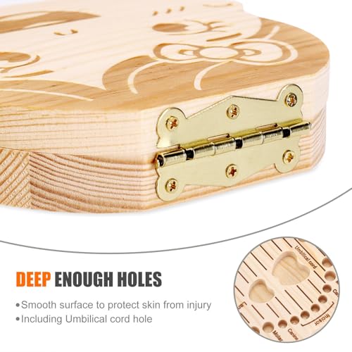 NASHRIO Baby Tooth Box Wooden Keepsake Organizer 1