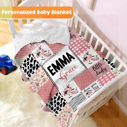Custom Baby Blanket - Pink Cow Design for Boys Girls
