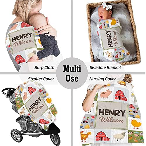 VibeCustom Personalized Farm Animal Baby Blanket