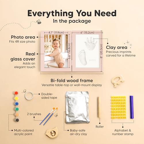 KeaBabies Personalized Baby Hand Footprint Kit - Petal Pink