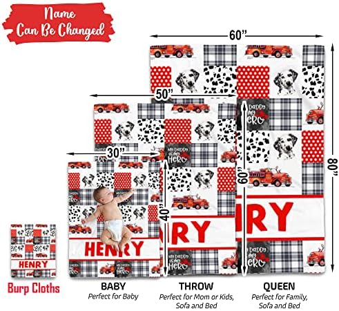 Personalized Baby Fire Truck Blanket with Name 1