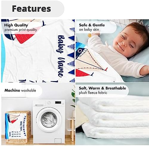 Personalized Sailing Baby Blanket with Name and Milestone Tracker