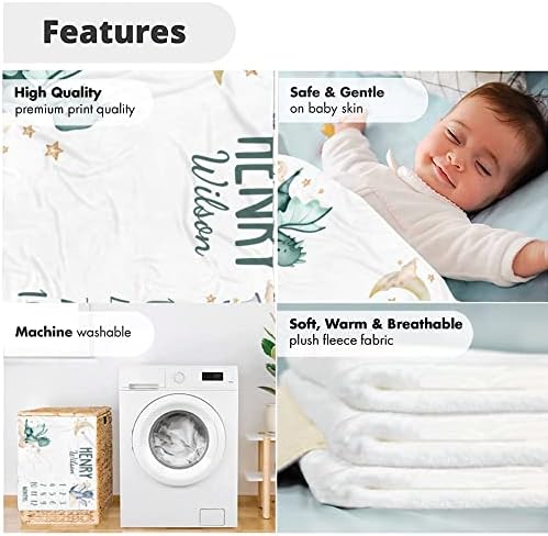 Personalized Dragon and Clouds Baby Blanket with Custom Name