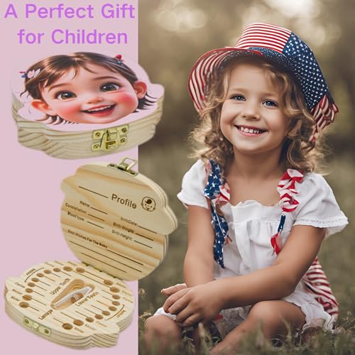 Personalized Wooden Baby Tooth Fairy Keepsake Box with Lanugo Bottle 1