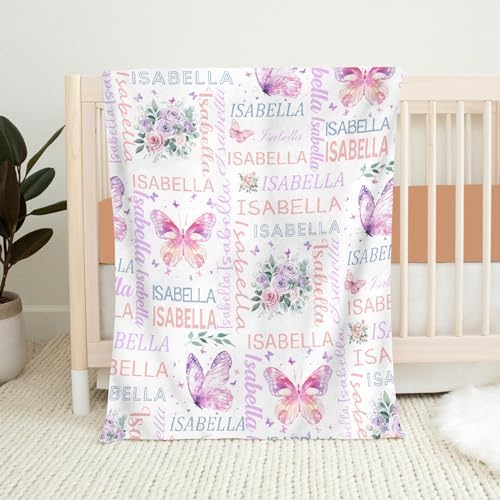 Personalized Baby Blanket with Name Soft Plush Fleece Custom Gift for Baby
