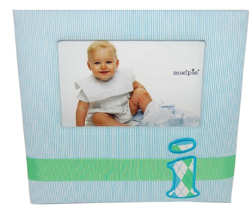 Mud Pie Initial Baby Boy Blue Fabric Frame with Letter I