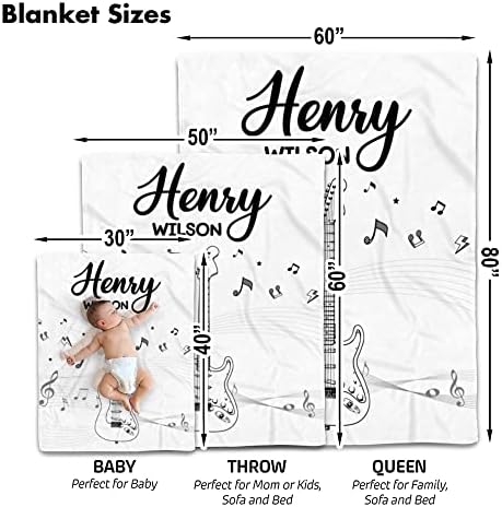 Personalized Music Baby Blanket with Custom Name and Guitar Design