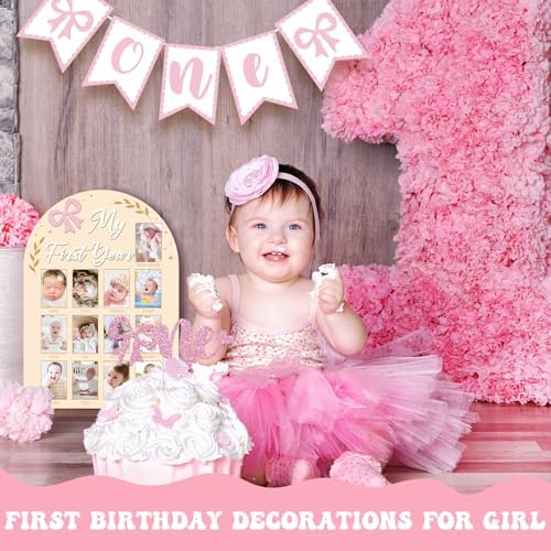 My First Year 3D Coquette Pink Bow Milestone Frame Board