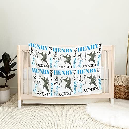 Personalized Military Airplane Baby Blanket with Custom Name