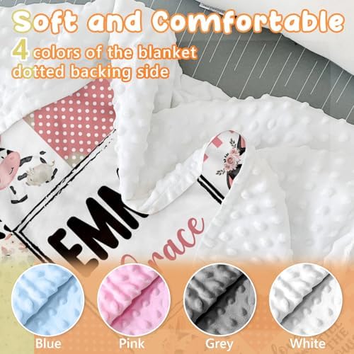 Custom Baby Blanket - Pink Cow Design for Boys Girls