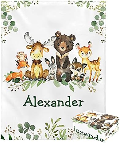 Personalized Baby Blanket with Name and Animals 1